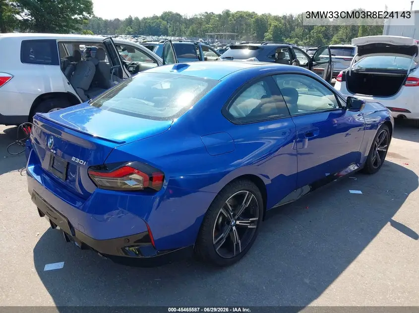 2024 BMW 230I xDrive VIN: 3MW33CM03R8E24143 Lot: 45465587