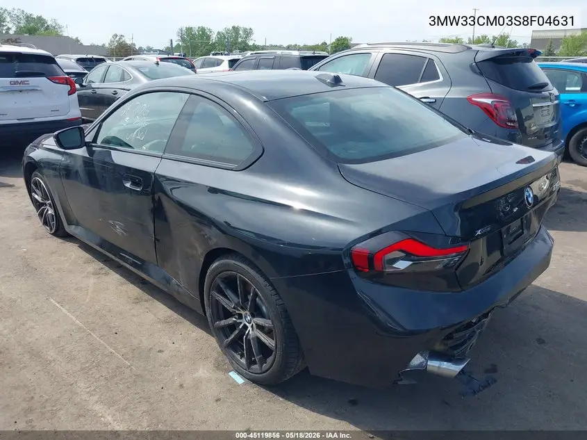 2025 BMW 230I xDrive VIN: 3MW33CM03S8F04631 Lot: 45119856