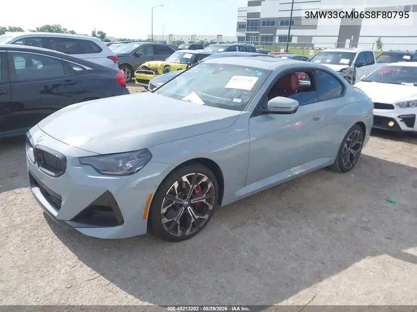 2025 BMW 230I xDrive VIN: 3MW33CM06S8F80795 Lot: 45213202