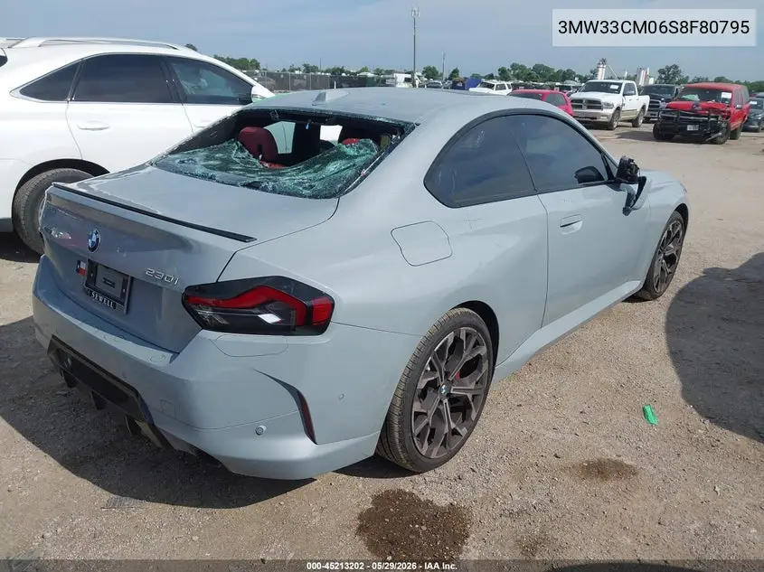 2025 BMW 230I xDrive VIN: 3MW33CM06S8F80795 Lot: 45213202