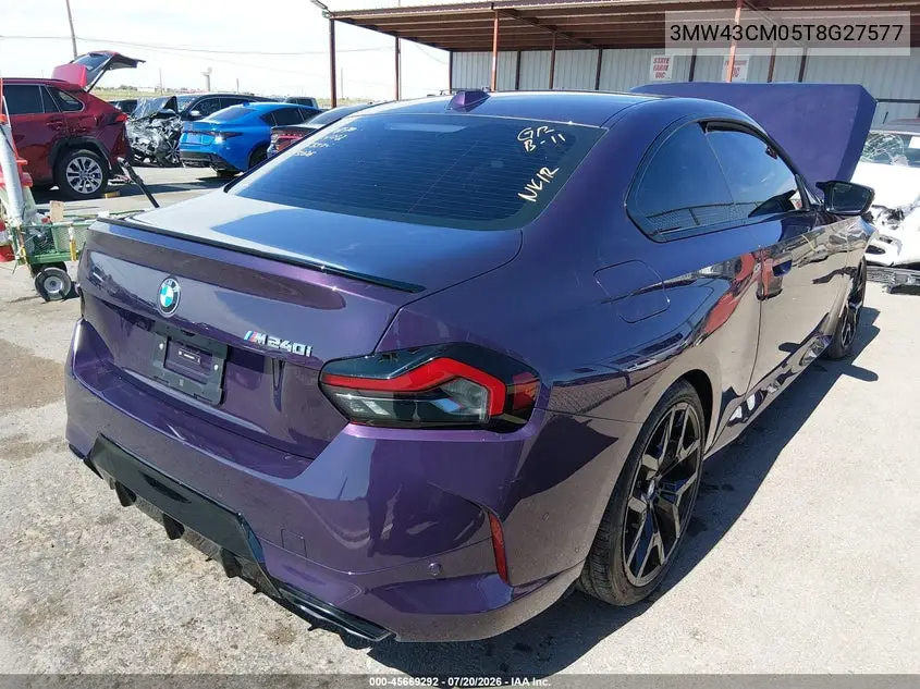 2026 BMW M240 I VIN: 3MW43CM05T8G27577 Lot: 45669292