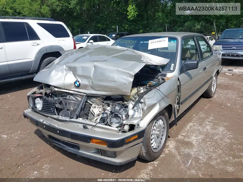 1989 BMW 325 I Automatic/Is Automatic VIN: WBAAA2300K4257113 Lot: 45220831