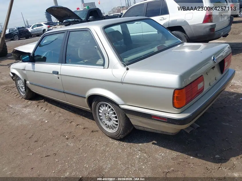 1989 BMW 325 I Automatic/Is Automatic VIN: WBAAA2300K4257113 Lot: 45220831