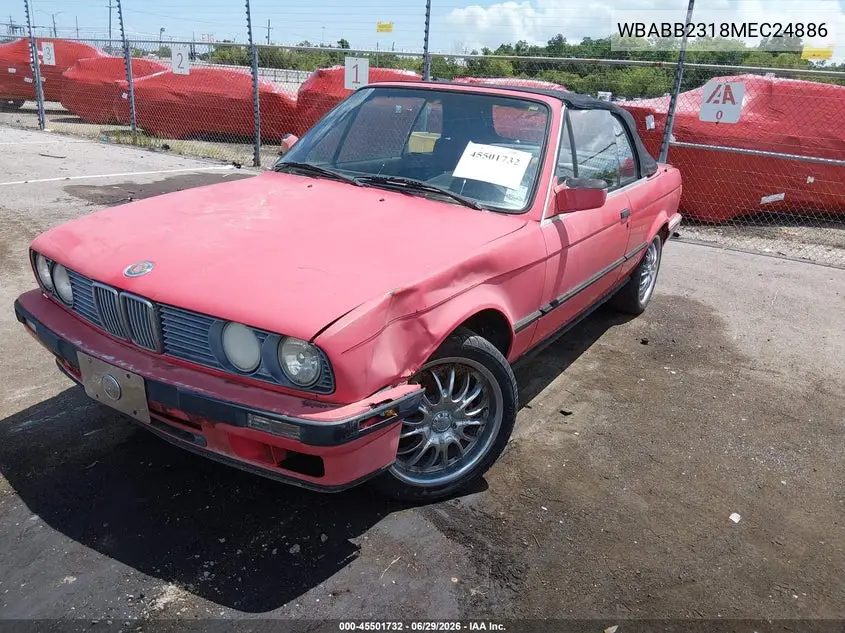 1991 BMW 325 Ic Automatic VIN: WBABB2318MEC24886 Lot: 45501732
