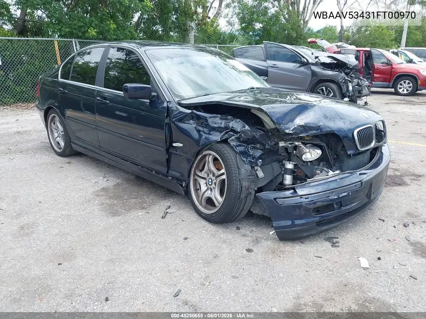 2001 BMW 330I VIN: WBAAV53431FT00970 Lot: 45250655