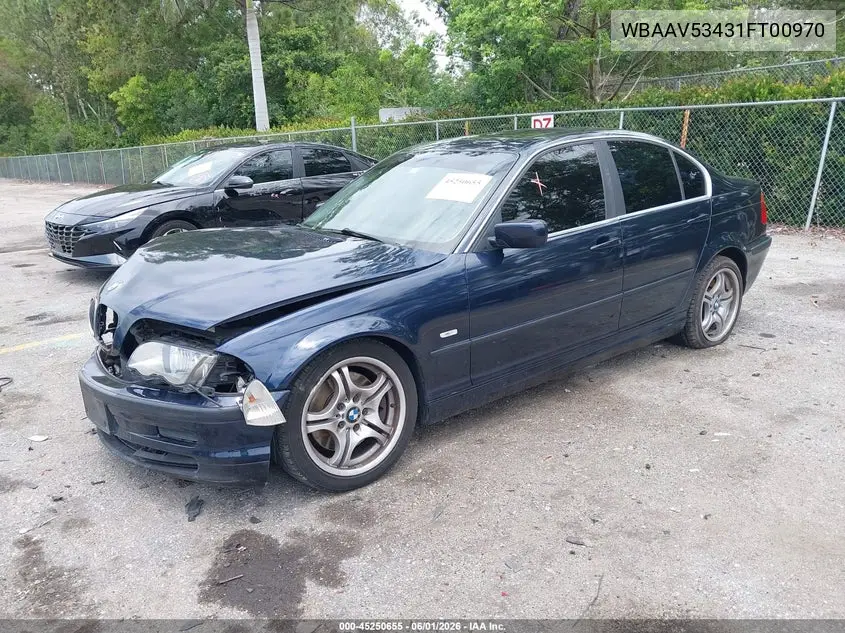 2001 BMW 330I VIN: WBAAV53431FT00970 Lot: 45250655