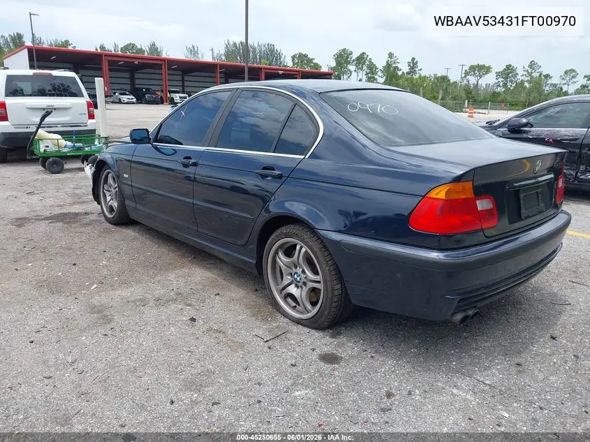 2001 BMW 330I VIN: WBAAV53431FT00970 Lot: 45250655