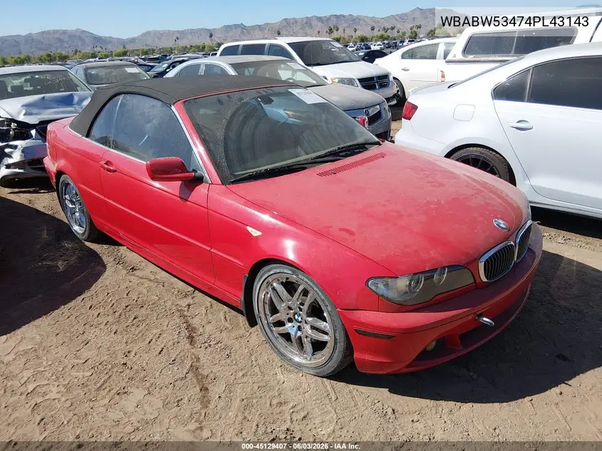 2004 BMW 330Ci VIN: WBABW53474PL43143 Lot: 45129407