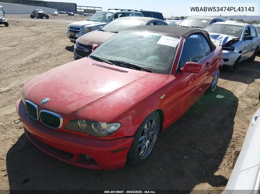 2004 BMW 330Ci VIN: WBABW53474PL43143 Lot: 45129407