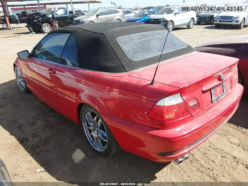 2004 BMW 330Ci VIN: WBABW53474PL43143 Lot: 45129407
