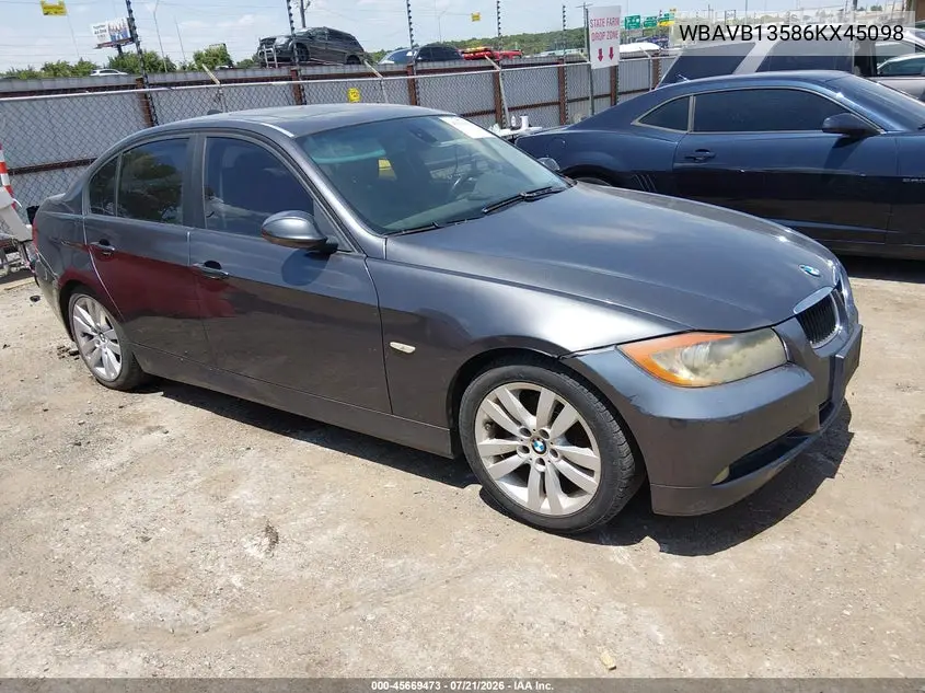 2006 BMW 325I VIN: WBAVB13586KX45098 Lot: 45669473