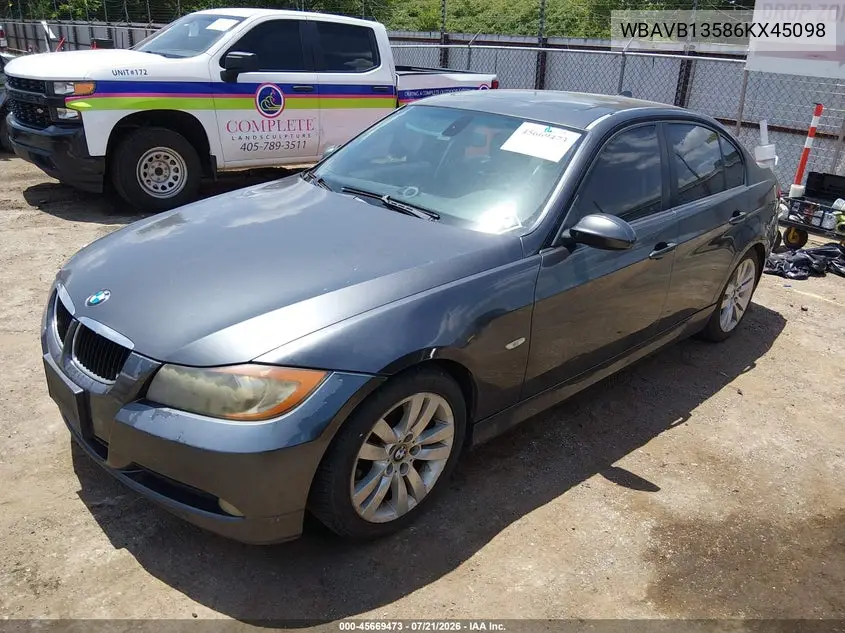 2006 BMW 325I VIN: WBAVB13586KX45098 Lot: 45669473