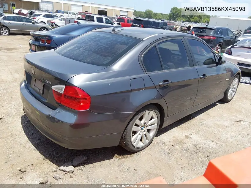 2006 BMW 325I VIN: WBAVB13586KX45098 Lot: 45669473