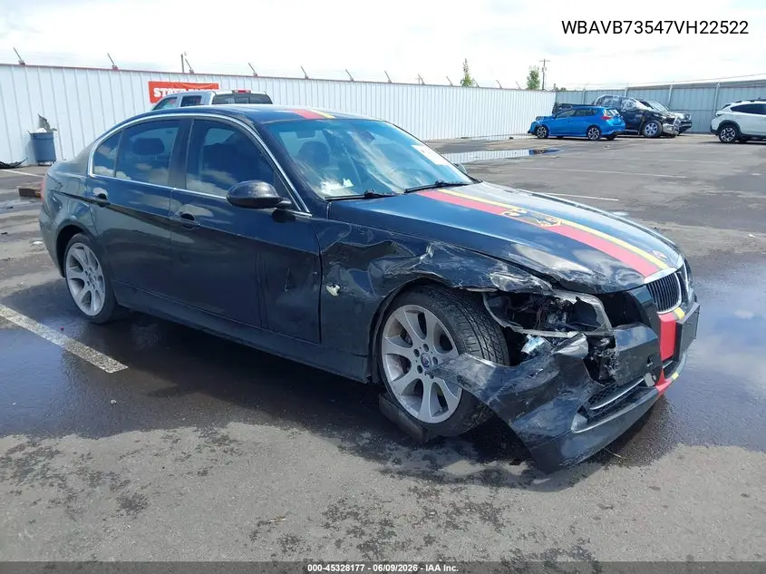 2007 BMW 335I VIN: WBAVB73547VH22522 Lot: 45328177