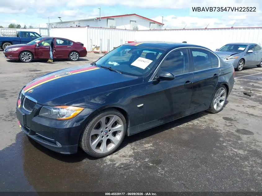2007 BMW 335I VIN: WBAVB73547VH22522 Lot: 45328177