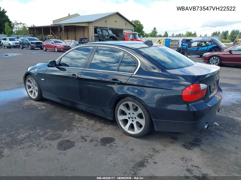 2007 BMW 335I VIN: WBAVB73547VH22522 Lot: 45328177