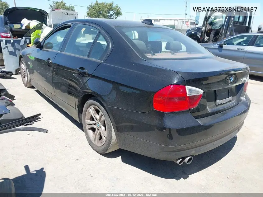 2008 BMW 328I VIN: WBAVA375X8NL54187 Lot: 45376961