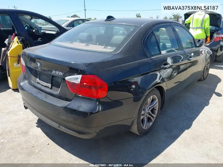 2008 BMW 328I VIN: WBAVA375X8NL54187 Lot: 45376961