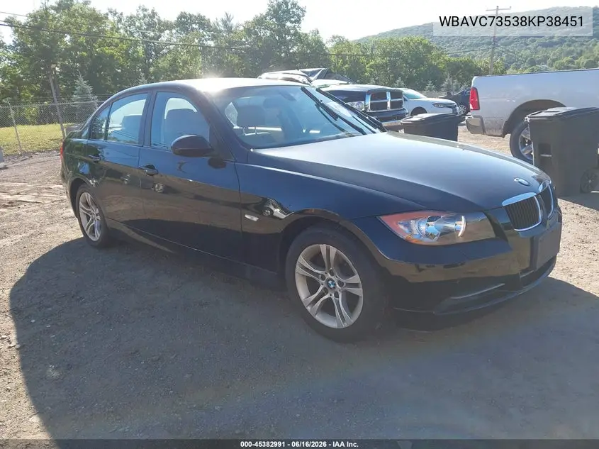 2008 BMW 328Xi VIN: WBAVC73538KP38451 Lot: 45382991