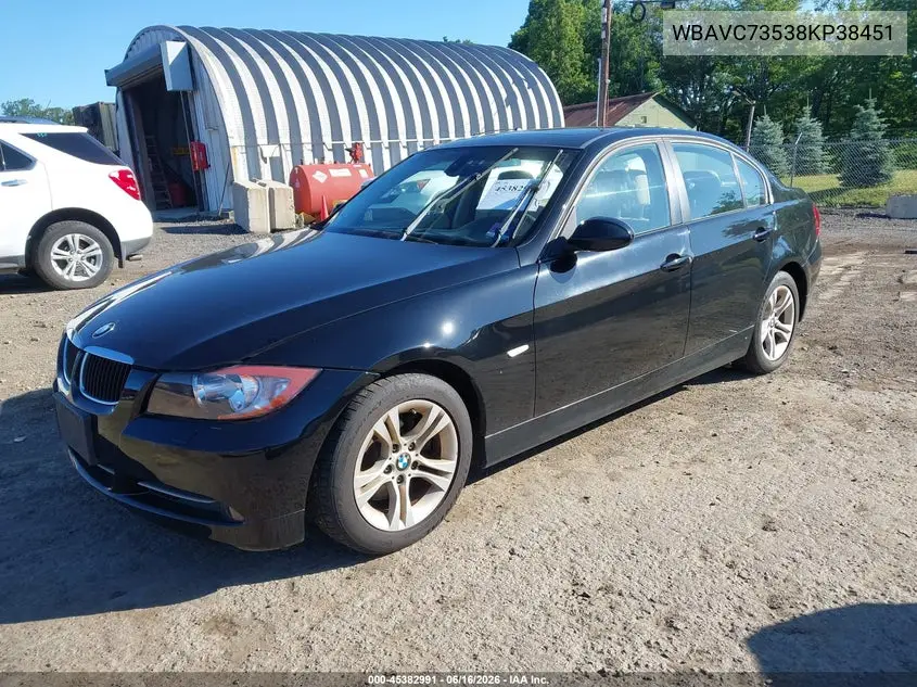 2008 BMW 328Xi VIN: WBAVC73538KP38451 Lot: 45382991