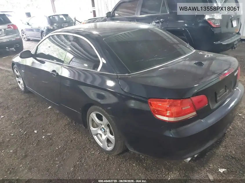 2008 BMW 328I VIN: WBAWL13558PX18061 Lot: 45482729