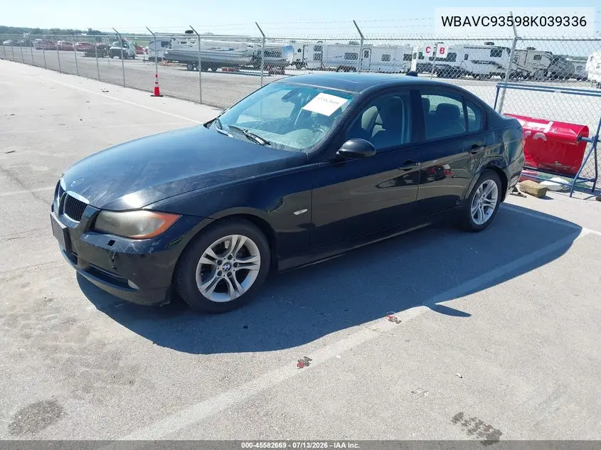 2008 BMW 328Xi VIN: WBAVC93598K039336 Lot: 45582669
