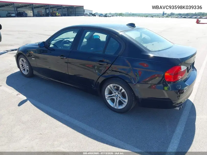 2008 BMW 328Xi VIN: WBAVC93598K039336 Lot: 45582669