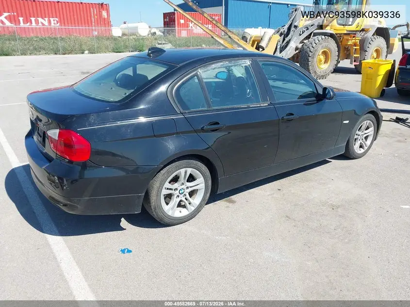 2008 BMW 328Xi VIN: WBAVC93598K039336 Lot: 45582669