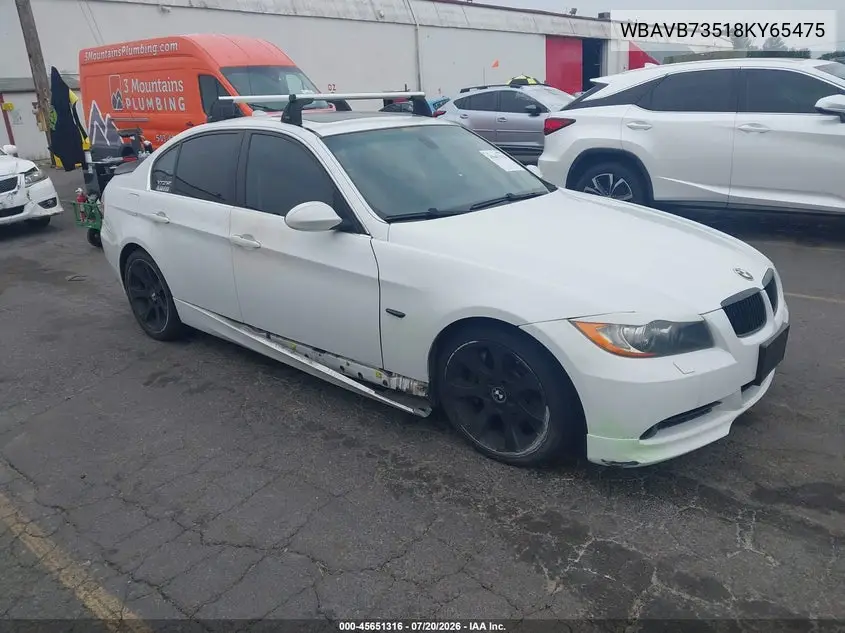2008 BMW 335I VIN: WBAVB73518KY65475 Lot: 45651316