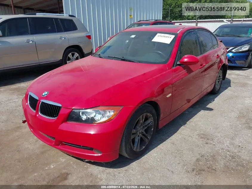 2008 BMW 328I VIN: WBAVC53558FZ89940 Lot: 45696014