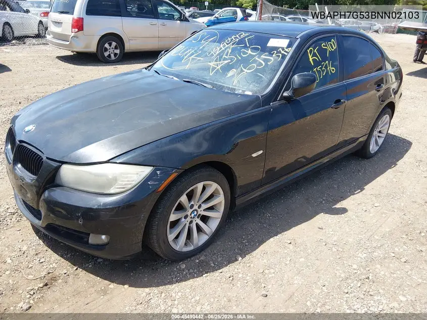 2011 BMW 328I VIN: WBAPH7G53BNN02103 Lot: 45490442