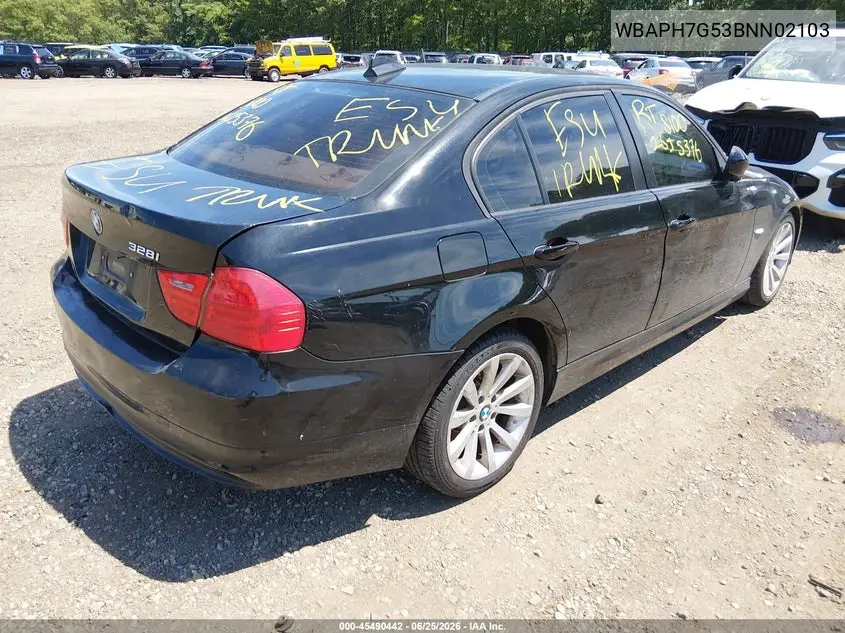2011 BMW 328I VIN: WBAPH7G53BNN02103 Lot: 45490442