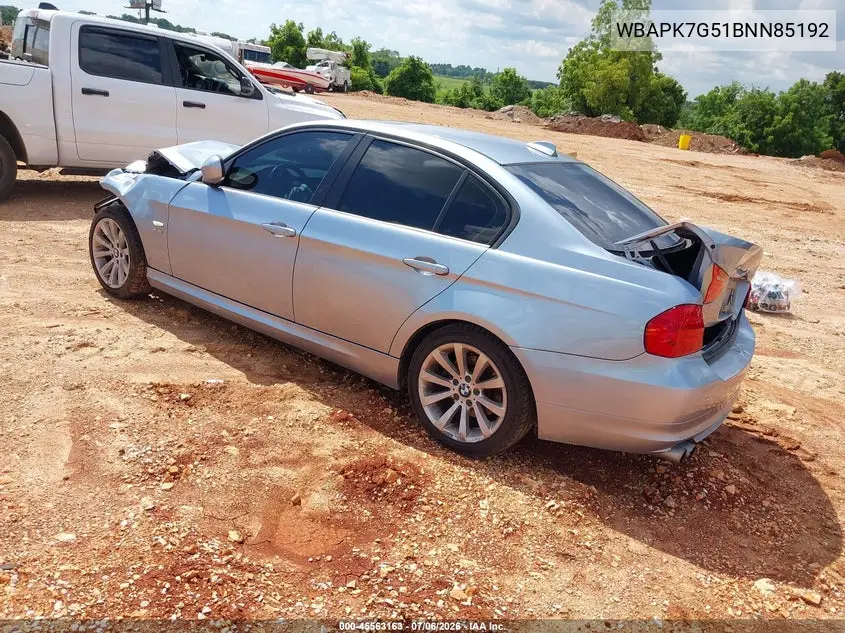 2011 BMW 328I xDrive VIN: WBAPK7G51BNN85192 Lot: 45563163