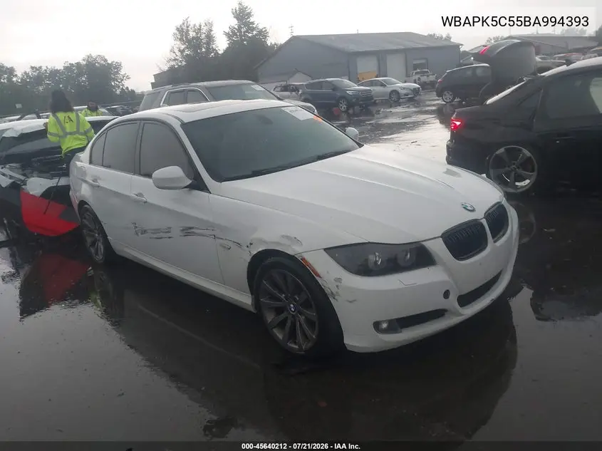 2011 BMW 328I xDrive VIN: WBAPK5C55BA994393 Lot: 45640212