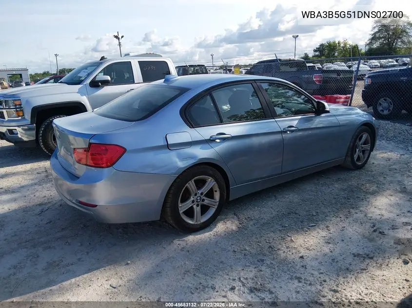 2013 BMW 328I xDrive VIN: WBA3B5G51DNS02700 Lot: 45683132