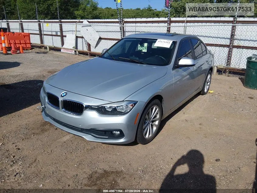 2016 BMW 320I VIN: WBA8A9C57GK617533 Lot: 45671164