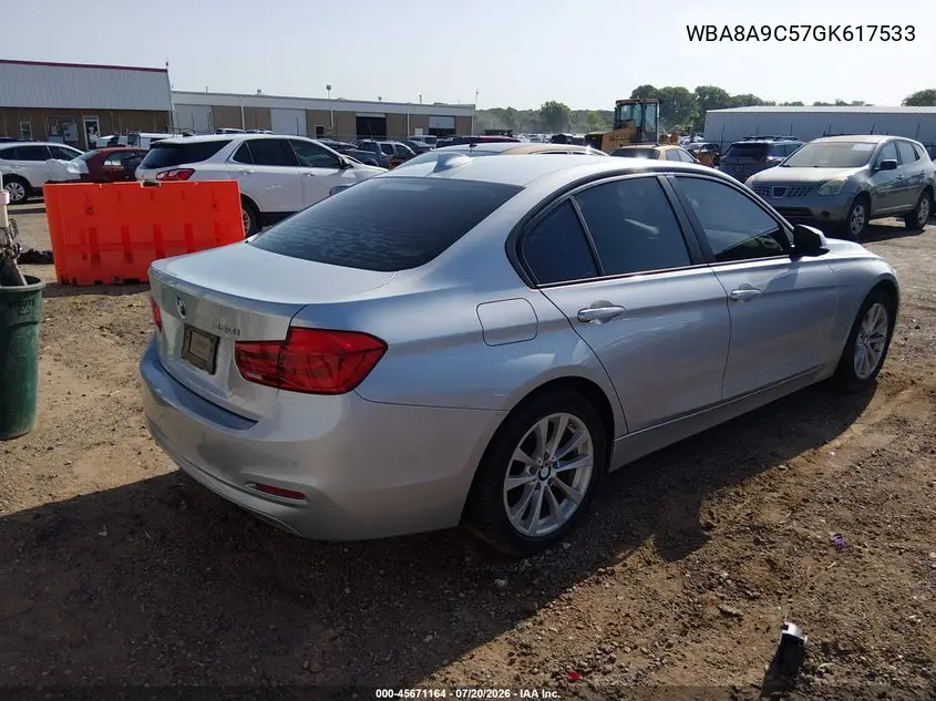 2016 BMW 320I VIN: WBA8A9C57GK617533 Lot: 45671164
