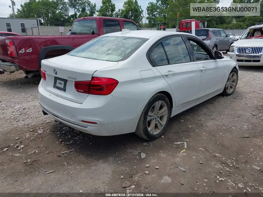 2016 BMW 328I xDrive VIN: WBA8E3G53GNU00071 Lot: 45679238