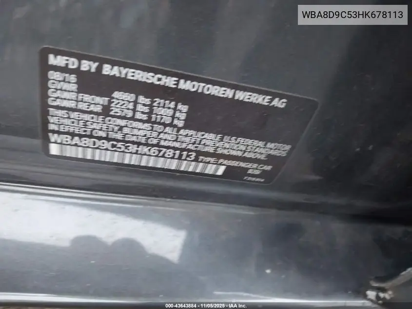WBA8D9C53HK678113 2017 BMW 330I xDrive