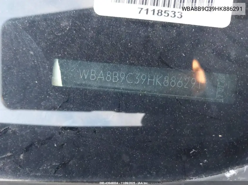 WBA8B9C39HK886291 2017 BMW 330I