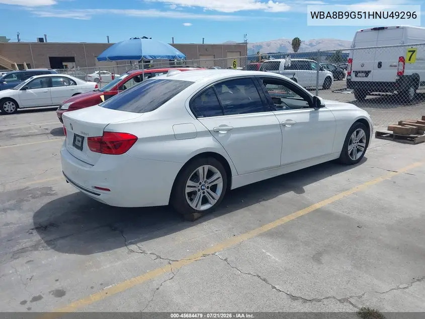 2017 BMW 3 Series 330I VIN: WBA8B9G51HNU49296 Lot: 45684479
