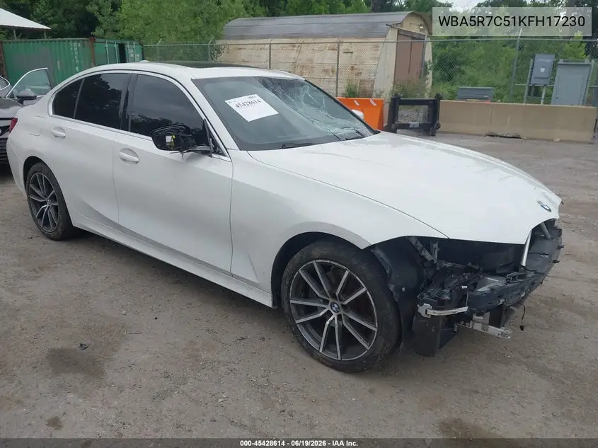 2019 BMW 330I xDrive VIN: WBA5R7C51KFH17230 Lot: 45428614