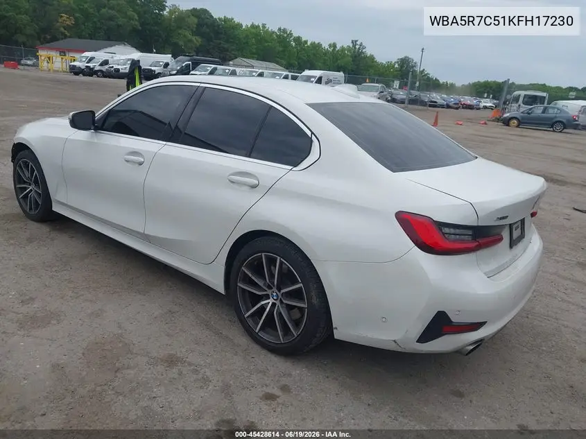 2019 BMW 330I xDrive VIN: WBA5R7C51KFH17230 Lot: 45428614