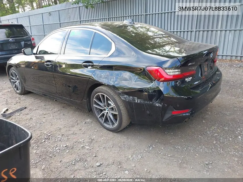 2020 BMW 330I xDrive VIN: 3MW5R7J07L8B33610 Lot: 45313393