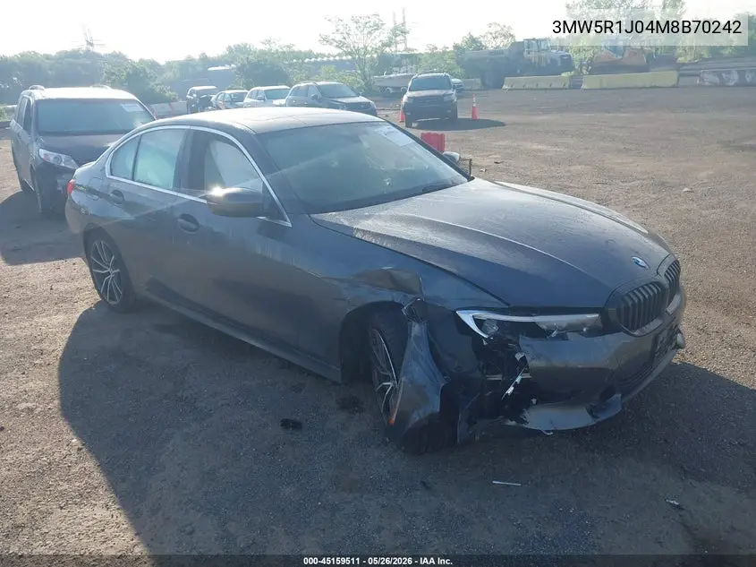 2021 BMW 330I VIN: 3MW5R1J04M8B70242 Lot: 45159511