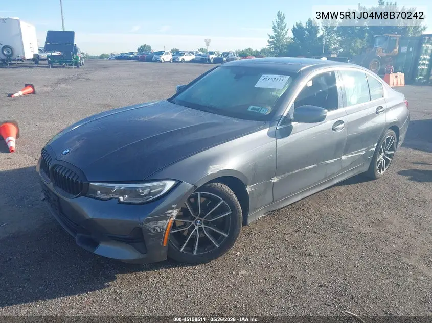 2021 BMW 330I VIN: 3MW5R1J04M8B70242 Lot: 45159511