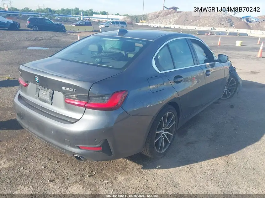2021 BMW 330I VIN: 3MW5R1J04M8B70242 Lot: 45159511