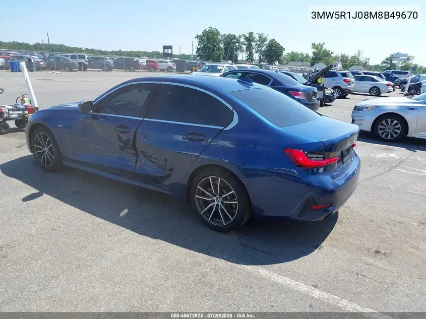 2021 BMW 330I VIN: 3MW5R1J08M8B49670 Lot: 45673925