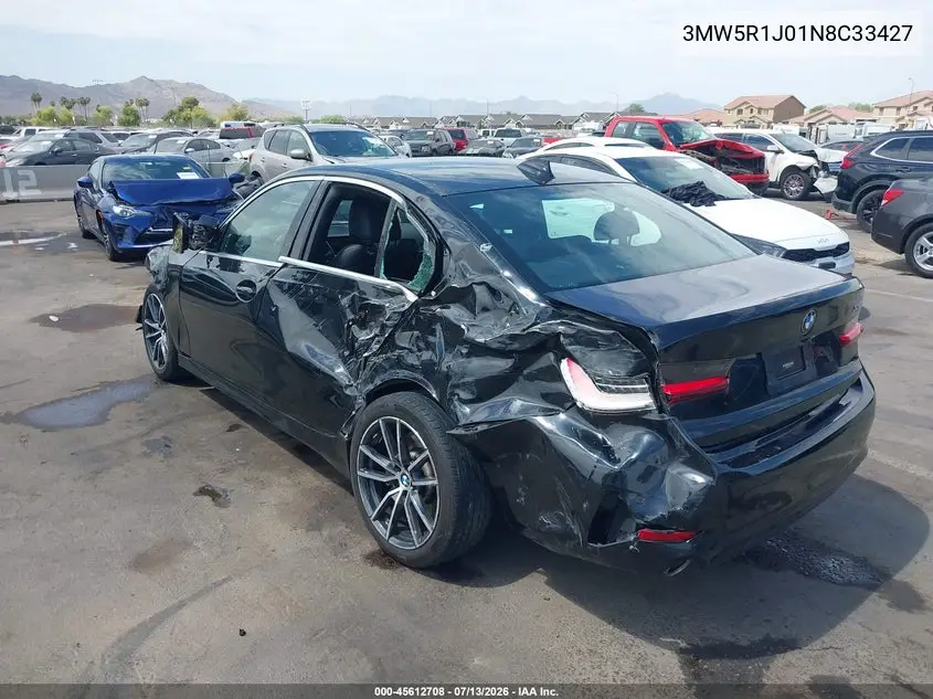 2022 BMW 330I VIN: 3MW5R1J01N8C33427 Lot: 45612708