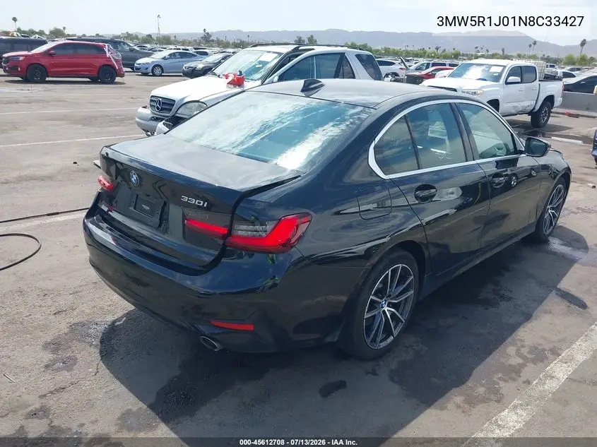 2022 BMW 330I VIN: 3MW5R1J01N8C33427 Lot: 45612708